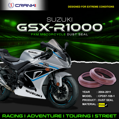 Fork Dust Seals Pair For Suzuki GSX-R1000 (2004-2011) - CPD57-108-1 - CRANK1