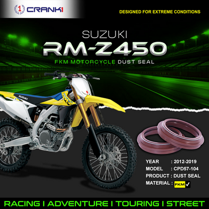 Fork Dust Seals Pair For Suzuki RM-Z450 (2012-2019) - CPD57-104 - CRANK1