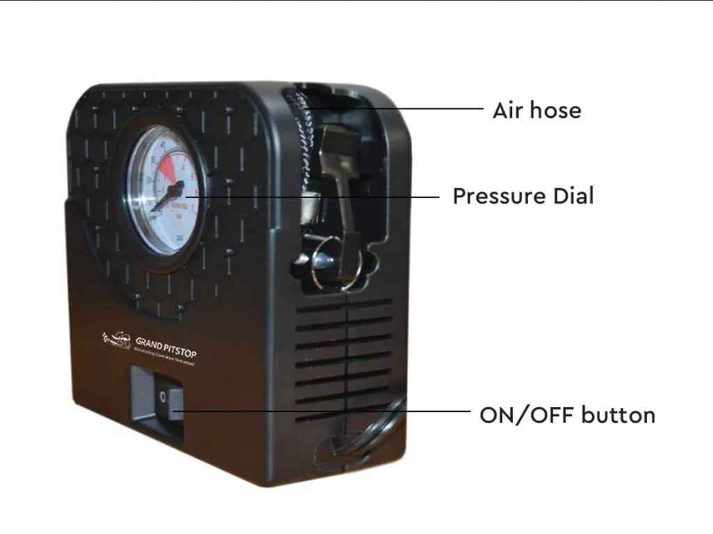 Electric Tyre Inflator with Dual Connecting Port – Air compressor pump for Car and Motorcycle (Grandpitstop)