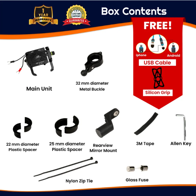 Claw Grip With Jaw Mobile Holder with Charger Aluminum - Black - Grandpitstop - Riders Junction
