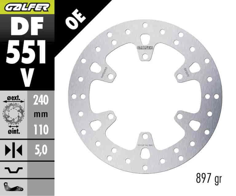 Galfer Rear Fixed Round Brake Disc (DF551V)