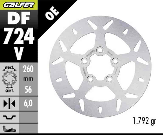 Galfer Rear Fixed Round Brake Disc (DF724V)