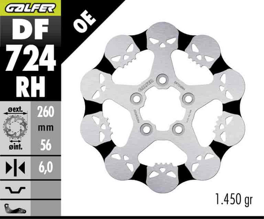 Galfer Rear Fixed Skull Brake Disc (DF724RH)