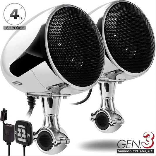 Go Hawk 2 Channel 4 Inch Speakers With Inbuilt Amplifier Chrome (600 Watts)