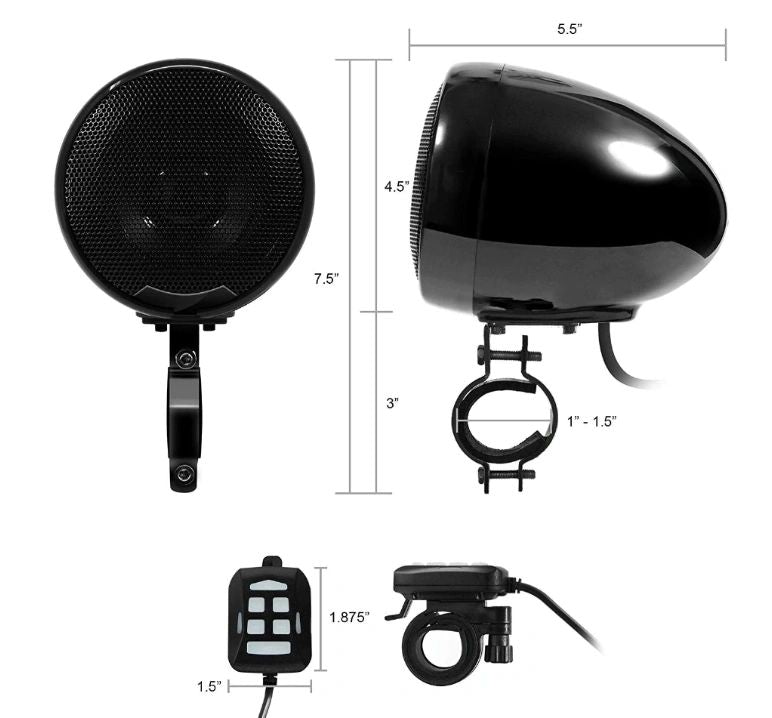 Go Hawk 4 Channel 4 Inch Speakers With Inbuilt Amplifier Black (1200 Watts)