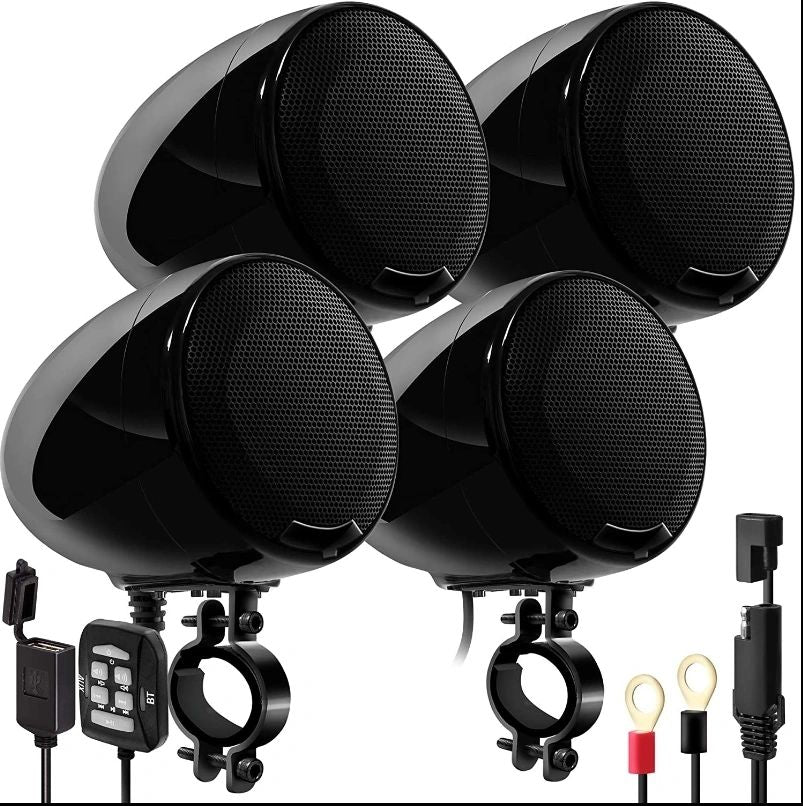 Go Hawk 4 Channel 4 Inch Speakers With Inbuilt Amplifier Black (1200 Watts)