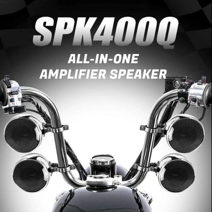 Go Hawk 4 Channel 4 Inch Speakers With Inbuilt Amplifier Chrome (1200 Watts)
