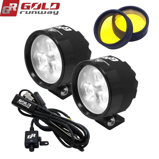 Gold Runway GR EXP 3 Premium Auxiliary LED Driving Lights for Motorcycles 2400 Lumens Spot Beam