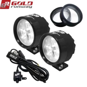 Gold Runway GR EXP 3 Premium Auxiliary LED Driving Lights for Motorcycles 2400 Lumens Spot Beam