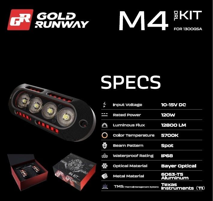 Gold Runway M4 Under-Beak Daylight Lighting Kit for BMW R 1300 GSA
