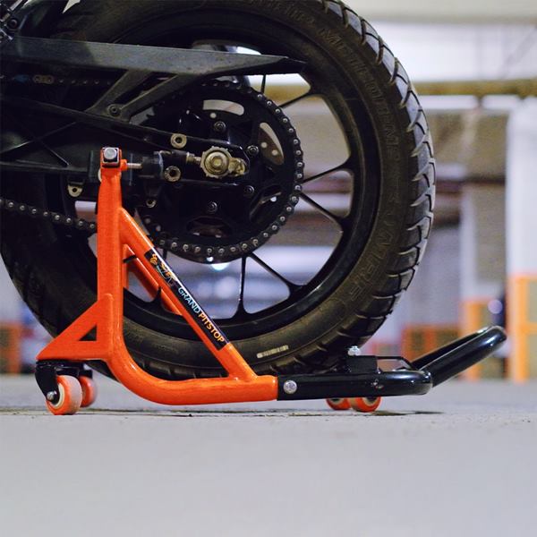 GrandPitStop-Dismantable Rear Paddock Stand with 360 Rotation (Black + Orange)-PSD01BO360