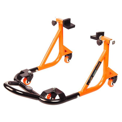 GrandPitStop-Dismantable Rear Paddock Stand with 360 Rotation (Black + Orange)-PSD01BO360