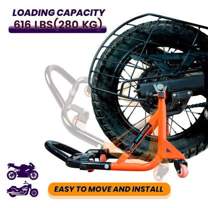 GrandPitStop-Dismantable Rear Paddock Stand with 360 Rotation (Black + Orange)-PSD01BO360