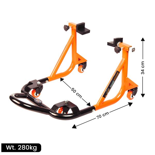 GrandPitStop-Dismantable Rear Paddock Stand with 360 Rotation (Black + Orange)-PSD01BO360