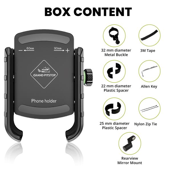 GrandPitStop-Jaw Grip Aluminium Mobile Holder with Vibration Controller Dampener (Black)-JGALWCVMobH