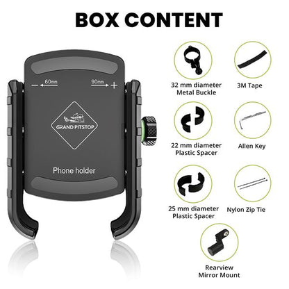 GrandPitStop-Jaw Grip Aluminium Mobile Holder with Vibration Controller Dampener (Black)-JGALWCVMobH