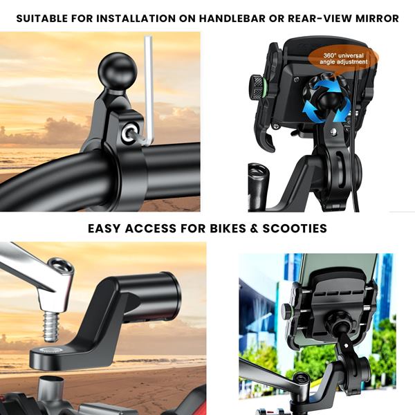 GrandPitStop-Jaw Grip Aluminium Mobile Holder with Vibration Controller Dampener (Black)-JGALWCVMobH