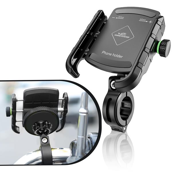 GrandPitStop-Jaw Grip Aluminium Mobile Holder with Vibration Controller Dampener (Black)-JGALWCVMobH
