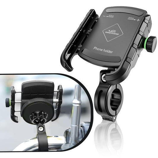 GrandPitStop-Jaw Grip Aluminium Mobile Holder with Vibration Controller Dampener (Black)-JGALWCVMobH
