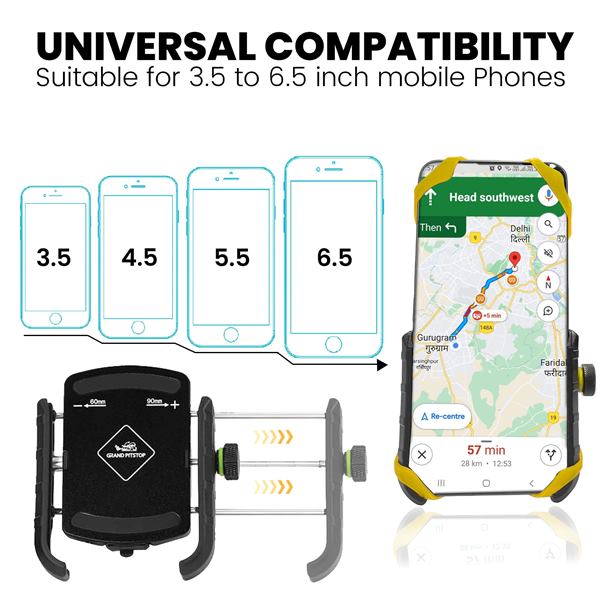 GrandPitStop-Jaw Grip Aluminium Mobile Holder with Vibration Controller Dampener (Black)-JGALWCVMobH