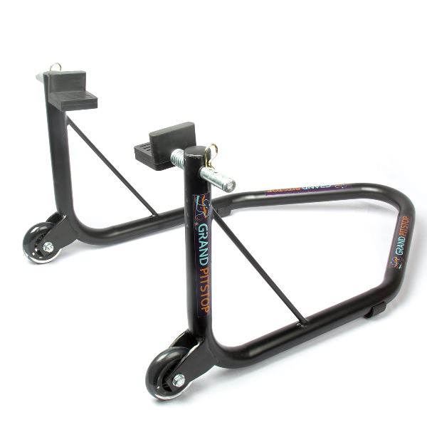 GrandPitStop-Non Dismantable Universal Rear Paddock Stand with Skate Wheels (Black)