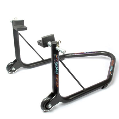 GrandPitStop-Non Dismantable Universal Rear Paddock Stand with Skate Wheels (Black)