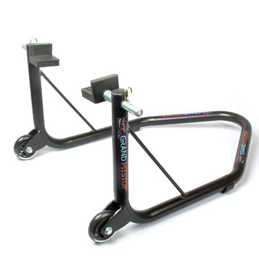GrandPitStop-Non Dismantable Universal Rear Paddock Stand with Skate Wheels (Black)