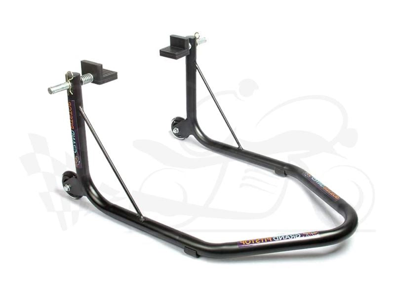 GrandPitStop-Non Dismantable Universal Rear Paddock Stand with Skate Wheels (Black)