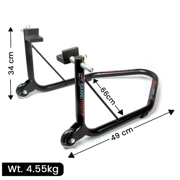 GrandPitStop-Non Dismantable Universal Rear Paddock Stand with Skate Wheels (Black)