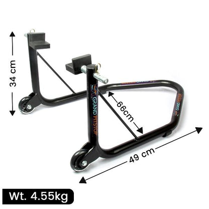 GrandPitStop-Non Dismantable Universal Rear Paddock Stand with Skate Wheels (Black)