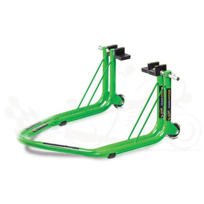 GrandPitStop-Non Dismantable Universal Rear Paddock Stand with Skate Wheels (Green)-PSGreen