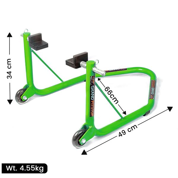 GrandPitStop-Non Dismantable Universal Rear Paddock Stand with Skate Wheels (Green)-PSGreen