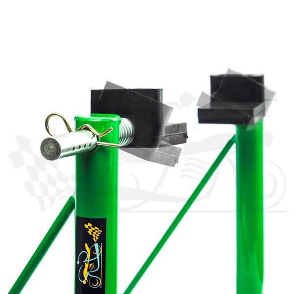 GrandPitStop-Non Dismantable Universal Rear Paddock Stand with Skate Wheels (Green)-PSGreen