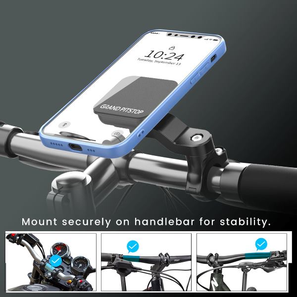 GrandPitStop Quick Lock GEN-1 Handlebar Mobile Holder with Magnetic Lock-G1BHMOBH