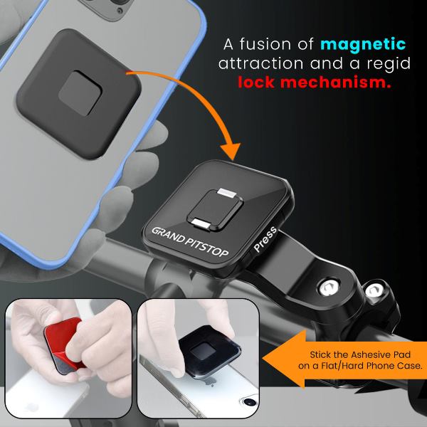 GrandPitStop Quick Lock GEN-1 Handlebar Mobile Holder with Magnetic Lock-G1BHMOBH