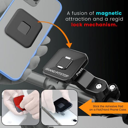 GrandPitStop Quick Lock GEN-1 Handlebar Mobile Holder with Magnetic Lock-G1BHMOBH