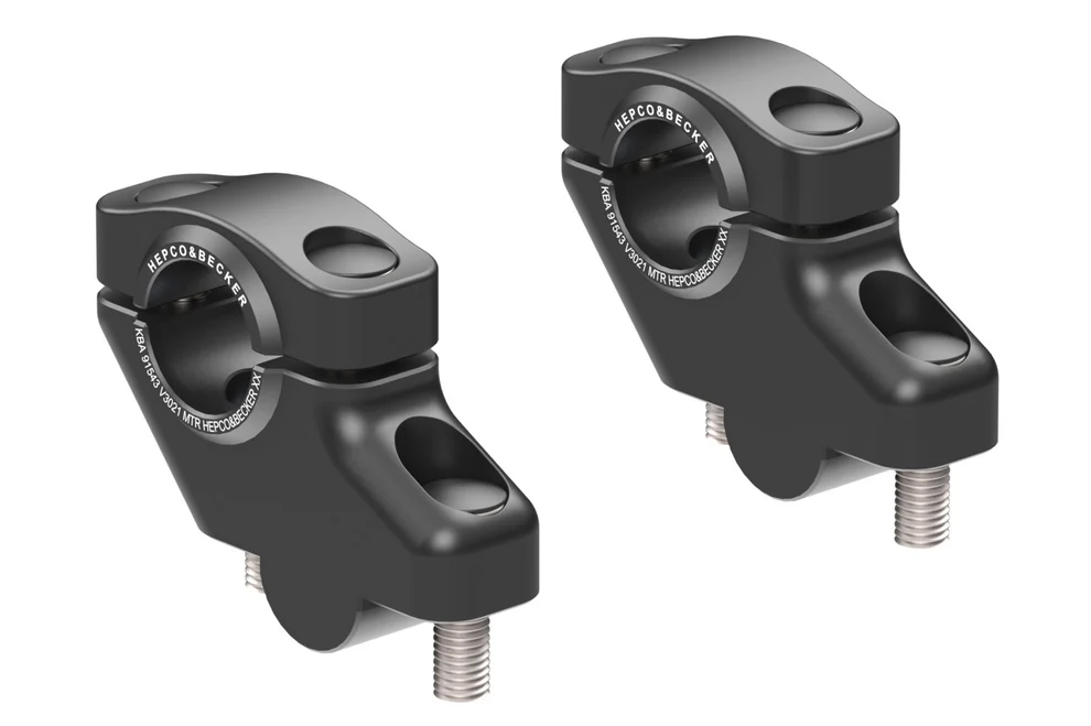 HANDLEBAR RISER - 30mm UP & 21mm BACK (4240-V3021) Black - Hepco Becker - 4240-V3021-30-21-BL