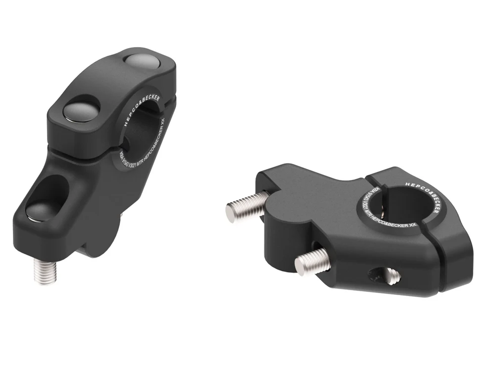 HANDLEBAR RISER - 30mm UP & 21mm BACK (4240-V3021) Black - Hepco Becker - 4240-V3021-30-21-BL