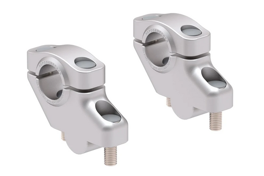 HANDLEBAR RISER - 30mm UP & 21mm BACK (4240-V3021) Silver - Hepco Becker - 4240-V3021-30-21-SL