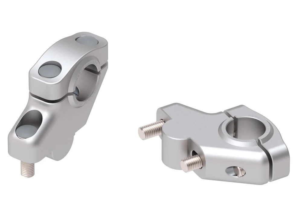 HANDLEBAR RISER - 30mm UP & 21mm BACK (4240-V3021) Silver - Hepco Becker - 4240-V3021-30-21-SL