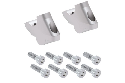 HANDLEBAR RISER - 30mm UP & 21mm BACK (4245-V303M-30-21) Silver - Hepco Becker - 4245-V303M-30-21-SL