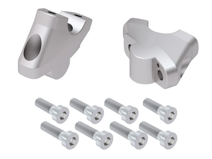 HANDLEBAR RISER - 30mm UP & 21mm BACK (4245-V303M-30-21) Silver - Hepco Becker - 4245-V303M-30-21-SL