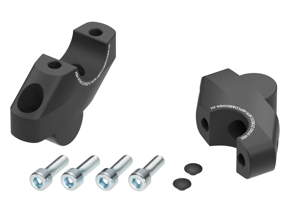 HANDLEBAR RISER - 30mm UP & 21mm PULL (4245-ZV3021C) Black - Hepco Becker - 4245-ZV3021C-30-21-BL