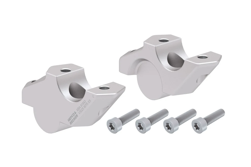 HANDLEBAR RISER - 30mm UP & 25mm BACK (4245-V3025-30-25) Silver - Hepco Becker - 4245-V3025-30-25-SL