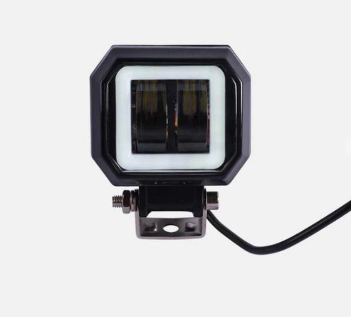 HJG Harley Square Fog Light With White Ring - Riders Junction