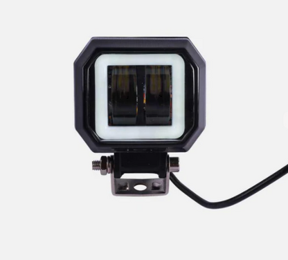 HJG Harley Square Fog Light With White Ring - Riders Junction