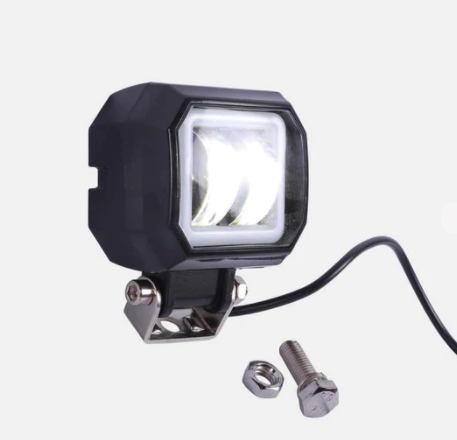 HJG Harley Square Fog Light With White Ring - Riders Junction
