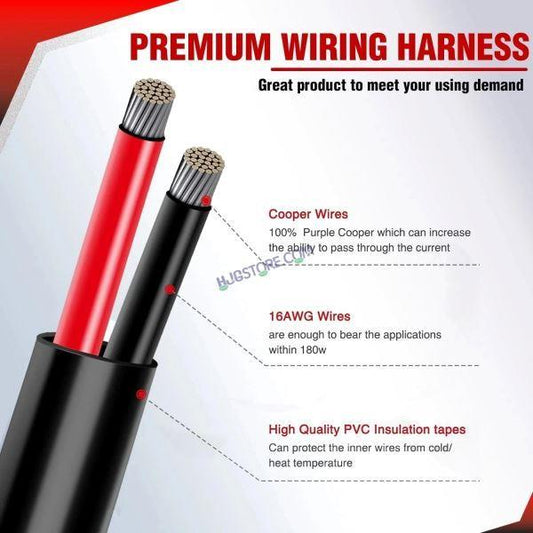 HJG Wiring Harness Kit with Flash Mode and Canbus-Foglight Wiring Harness Kit (2 Colour, 3 Wire with Flashing Mode, Genuine HJG)