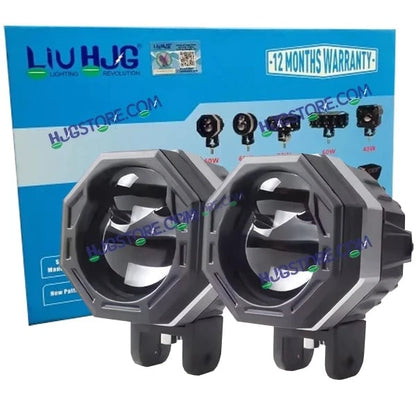 HJG 125 P49 Original Fog Light Hexagon Dual Lens 120W Foglight New Model with Power Adaptor Foglight Ultra Wide Dual Intensity LED Driving Fog Lights WhiteYellow (260W = 120W Total) Universal For All Cars & Bikes