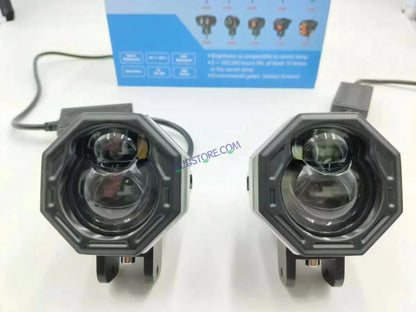 HJG 125 P49 Original Fog Light Hexagon Dual Lens 120W Foglight New Model with Power Adaptor Foglight Ultra Wide Dual Intensity LED Driving Fog Lights White/Yellow (2*60W = 120W Total) Universal For All Cars & Bikes
